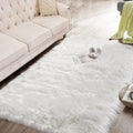 ORINOVA White Faux Sheepskin Shaggy Fur Rug for Living Room Soft Plush Machine Washable Fluffy 4x6 Area Rugs for Bedroom Nursery