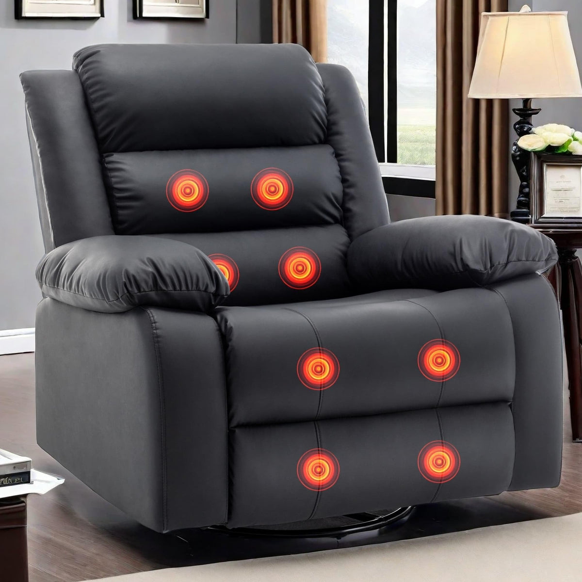 Recliner Chair, Wide Rocker Chair, Pet-Friendly Design, Large Rocking Chair With Massage And Heat,360Swivel Nursery Rocking Chai