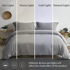 Mildly Super Soft Duvet Cover - 100% Washed Microfiber Light Grey Comforter Cover Set 3 Pieces With Zipper Closure & Corner Ties