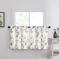 Leeva Tiers Curtains For Kitchen Windows, Farmhouse Style Flower Print View Block Privacy Rod Pocket Short Heavy Curtain For Pat