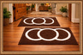 Brown Floor Mat with White Circle Design, Pack of 2, Indoor Entryway Rug