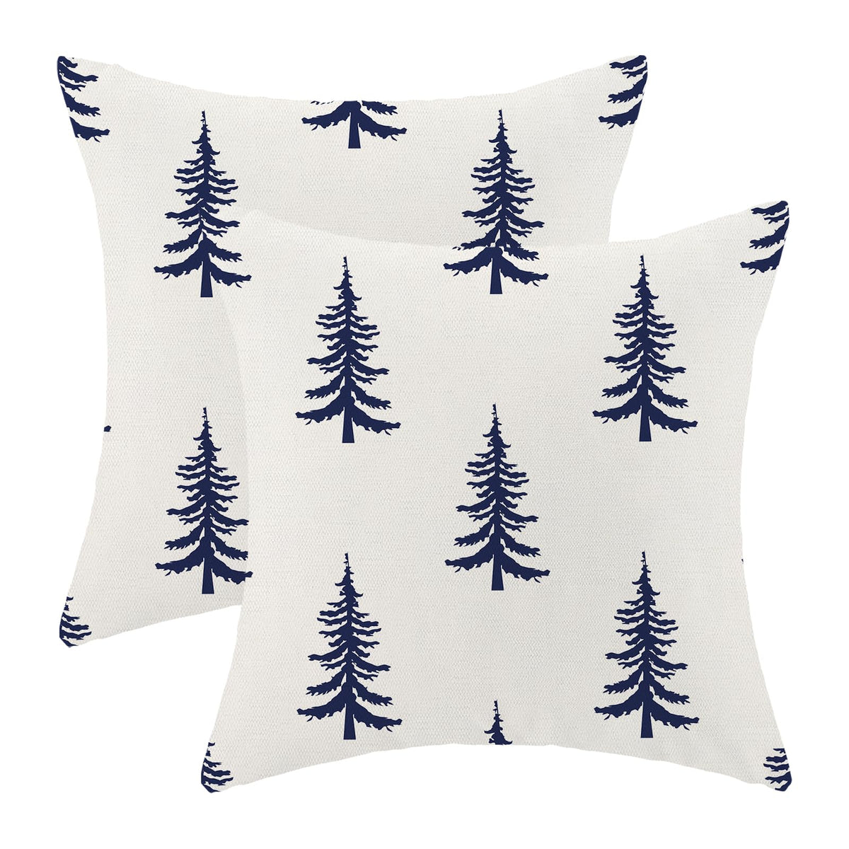 Cxmeifly Christmas Pillow Covers 16X16 Inch Set Of 2 Cream Navy Blue Christmas Tree Decor Throw Pillows Winter Xmas Holiday Outd