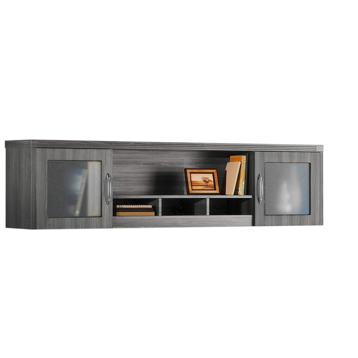 Mayline AWG72LGS Aberdeen Hutch Cabinet, Wall Mount, 72&quot; W, Gray Steel Tf