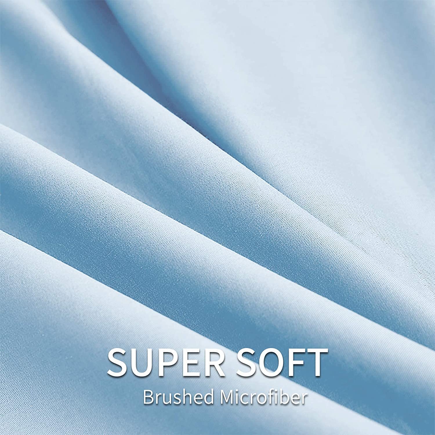 Easehome Light Blue King Size Bed Sheet Set - Deep Pocket To 18 Inches Mattress 4 Piece - Premium Bedding Sheets & Pillowcases C