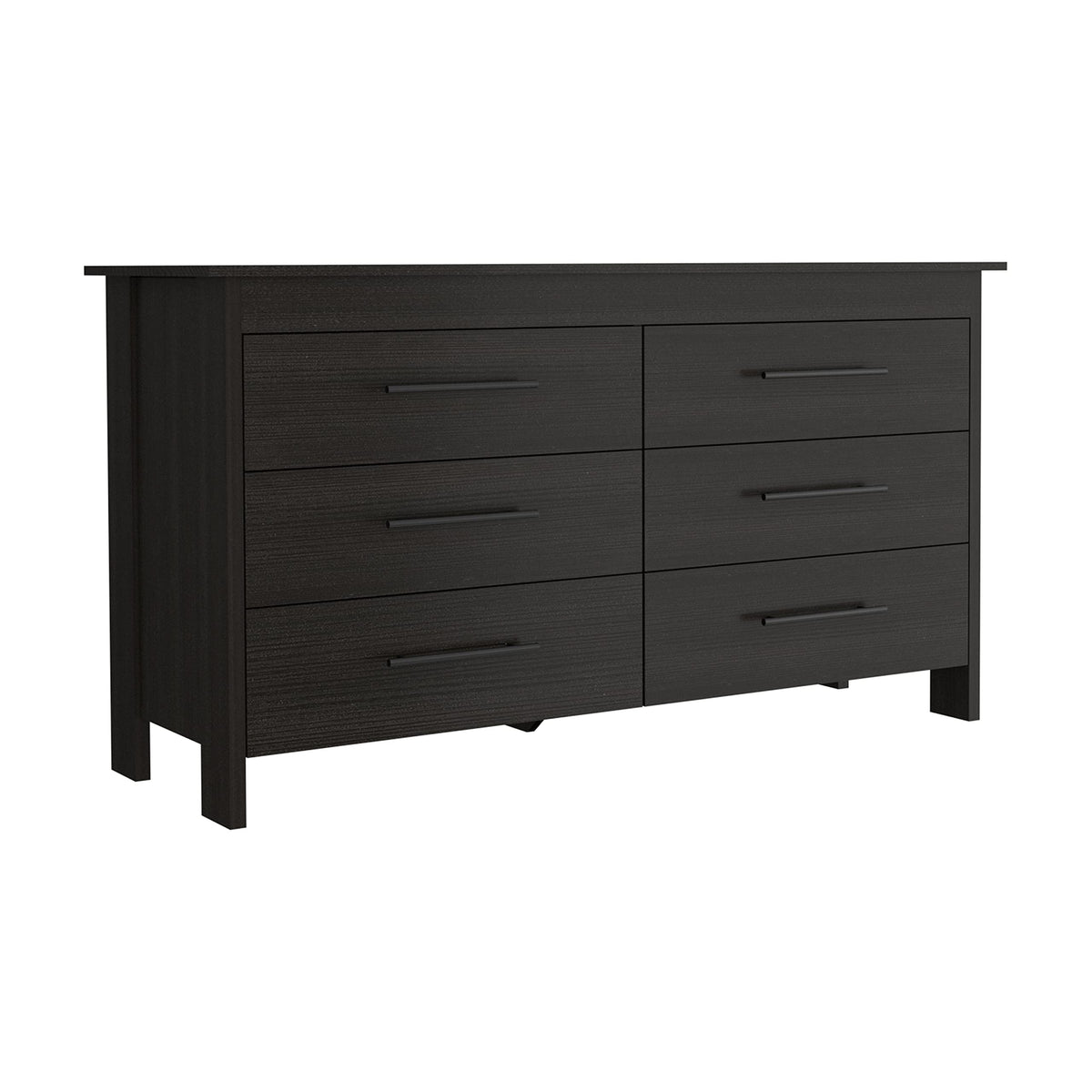 Paris 6 Drawer Double Dresser - Black