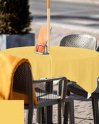 QueenKer Outdoor Tablecloth with Umbrella Hole Zipper Yellow Polyester 54 x 54 inch