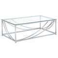 Coaster Home Furnishings Lille Glass Top Rectangular Coffee Table Accents Chrome