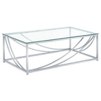 Coaster Home Furnishings Lille Glass Top Rectangular Coffee Table Accents Chrome