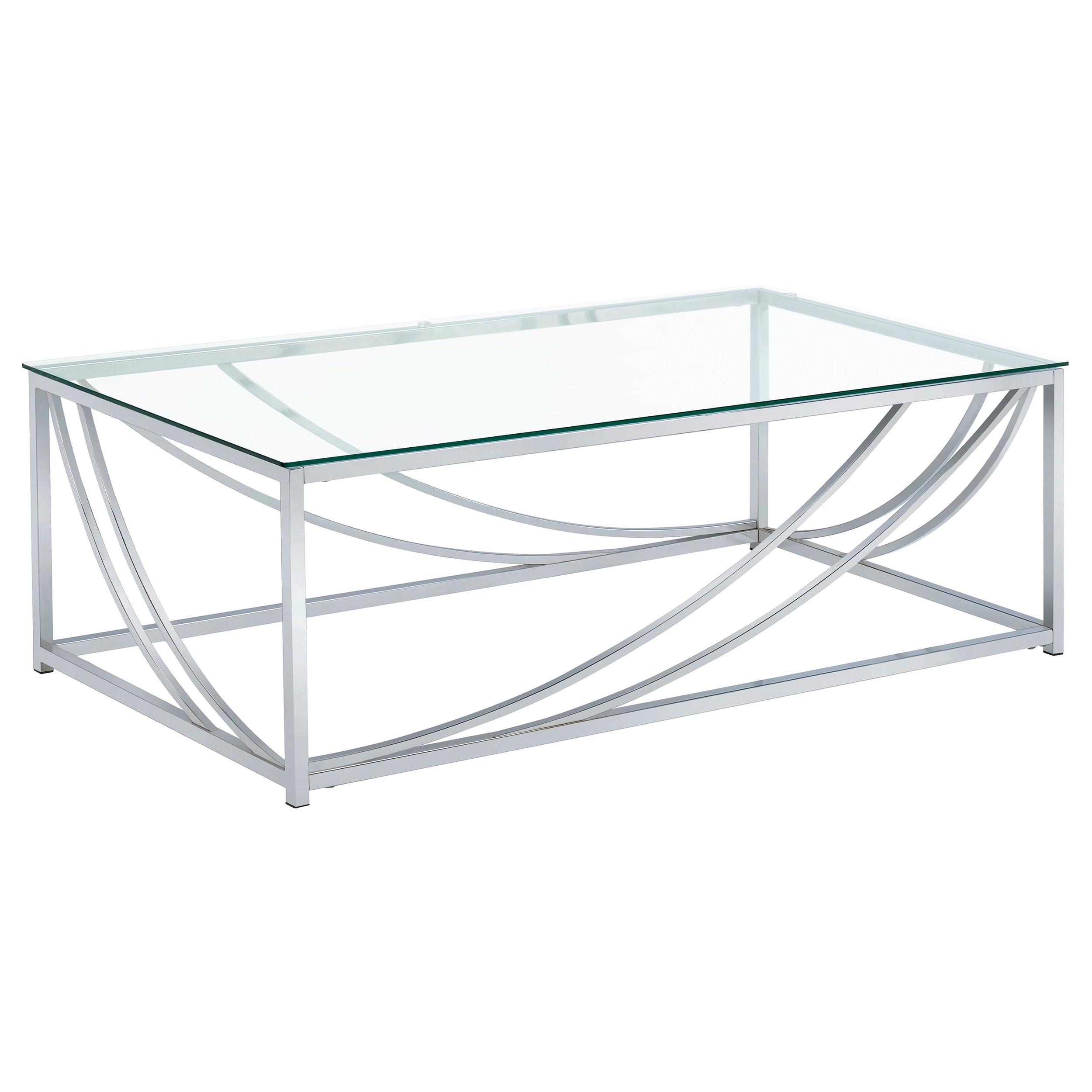 Coaster Home Furnishings Lille Glass Top Rectangular Coffee Table Accents Chrome