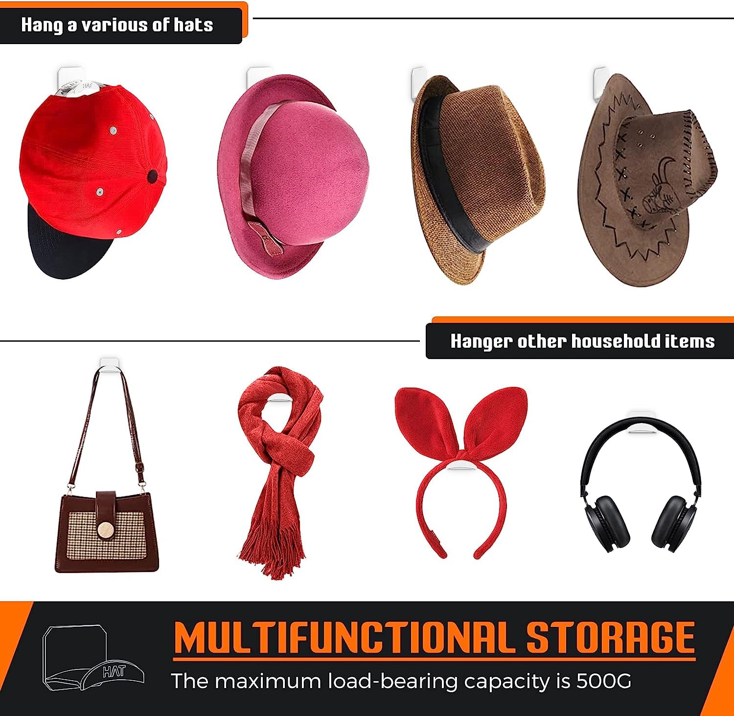 Joylivecy 10 Pack Hat Racks For Baseball Caps, Fashion Self-Adhesive Hat Hooks For Boys Girls Room Decor, Hat Hanger For Boys Ro