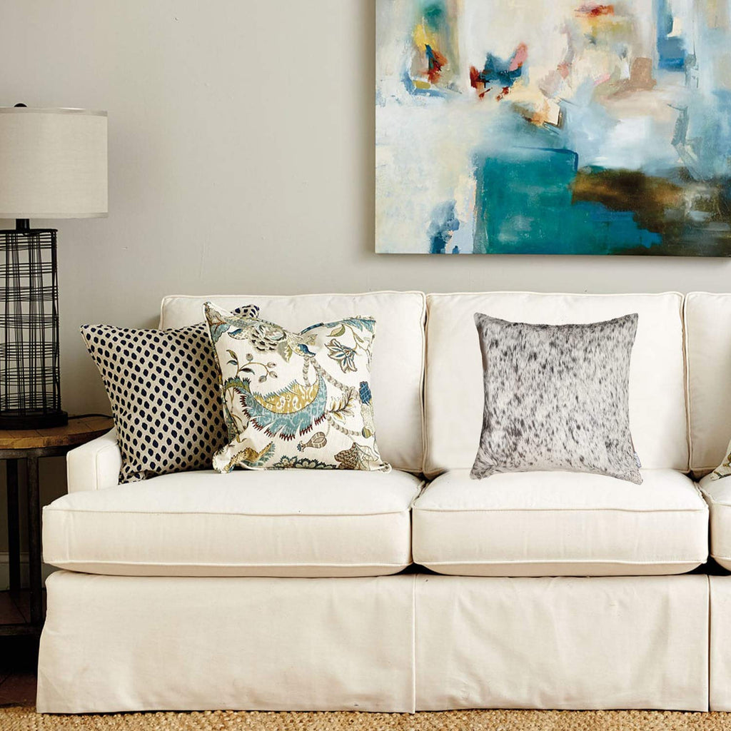 HomeRoots Salt & Pepper Grey/White Cowhide, Microsuede, Polyfill 18' x 18' x 5' Salt and Pepper Gray and White Cowhide Pillow