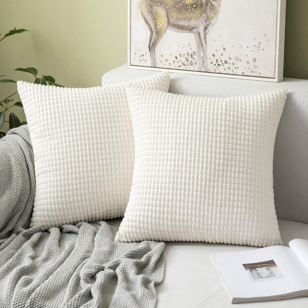 Miulee Pack Of 2 Christmas Pillow Covers 18 X 18 Inch Cream White Super Soft Corduroy Decorative Throw Pillows Couch Home Decor