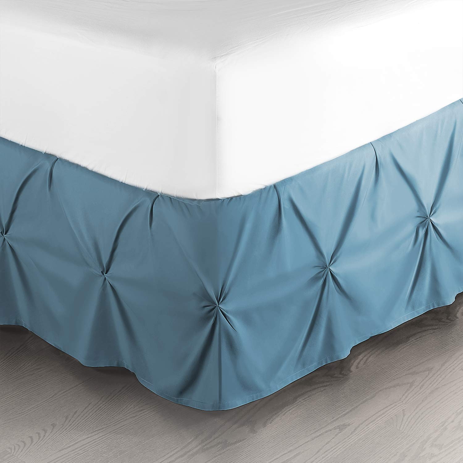 Nestl Blue Heaven Bed Skirt Cal King Size, Pinch Pleat Cal King Bed Skirt, 14 ' Inch Drop Cal King Bedskirt, Hotel Quality Blue