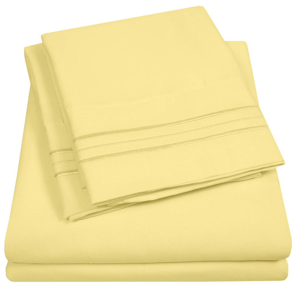1500 Supreme Collection Full Sheet Sets Pale Yellow - Luxury Hotel Bed Sheets And Pillowcase Set For Full Mattress - Extra Soft,