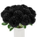 Hananona 12 Pcs Artificial Chrysanthemums Flowers Ball Flowers, Fake Mums Flowers Black Silk Plants for Ghothic Home Decor Indoo