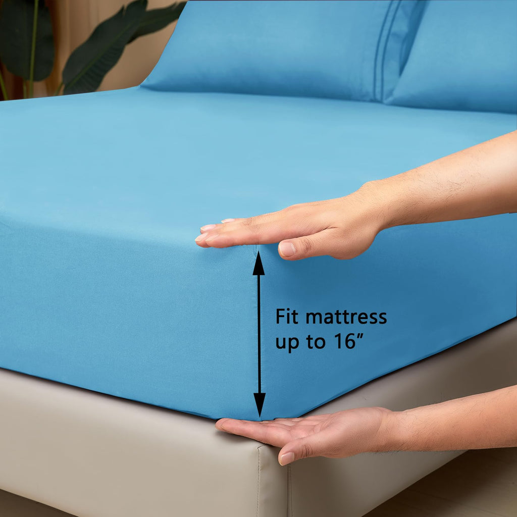 Mejoroom Full Size Sheet Set - Soft Microfiber Bed Sheets - Deep Pocket Fitted Sheet - Breathable, Wrinkle & Fade Resistant - 4