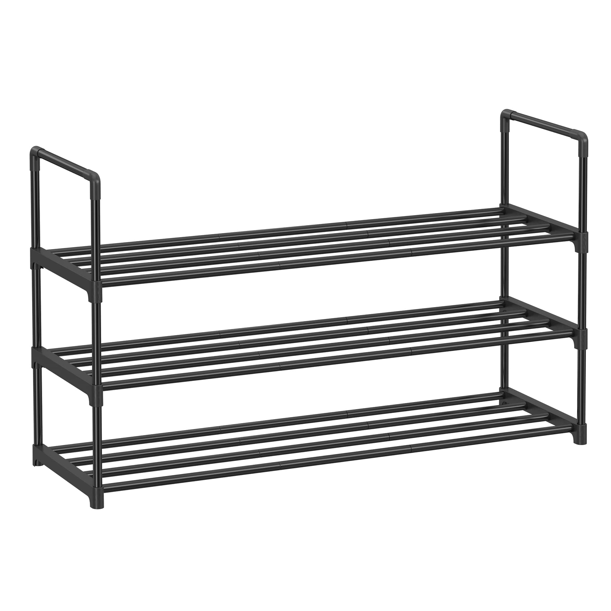 SONGMICS Shoe Rack, 3 Tier Shoe Organizer, Metal Shoe Storage Shelf for 15 Pairs of Shoes, Easy to Assemble, Entryway, Black ULS