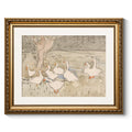 ARPEOTCY Vintage Nursery Wall Art, Farmhouse Cute Duck Paintings, Rustic Gold Framed Canvas Prints Artwork with Antique Frame, W