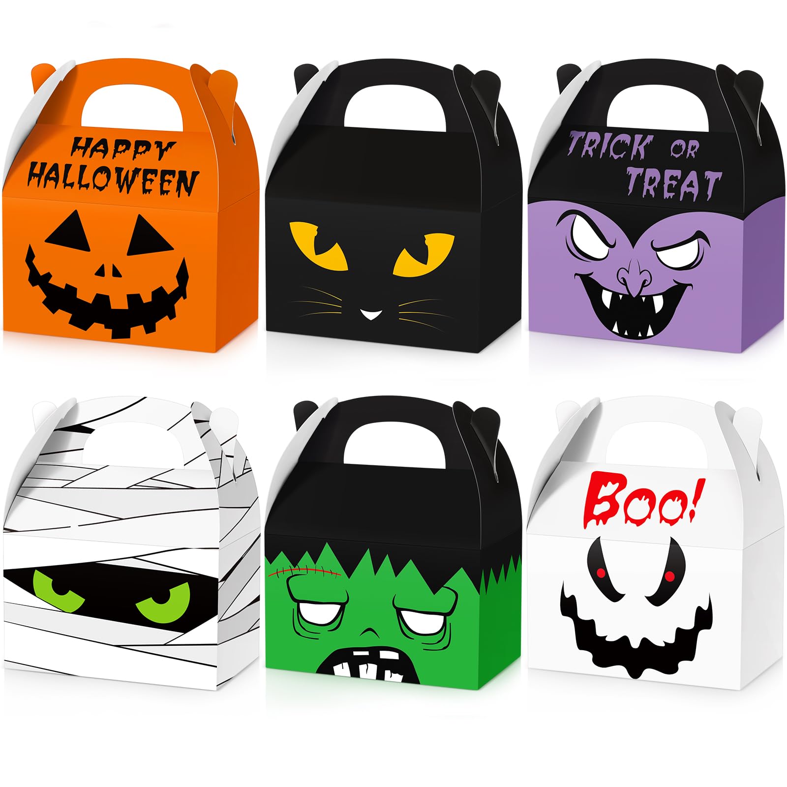 Zhanmai 30 Pcs Halloween Treat Boxes Halloween House Cardboard Goodie Boxes for Trick or Treat Halloween Party Favors Boxes with