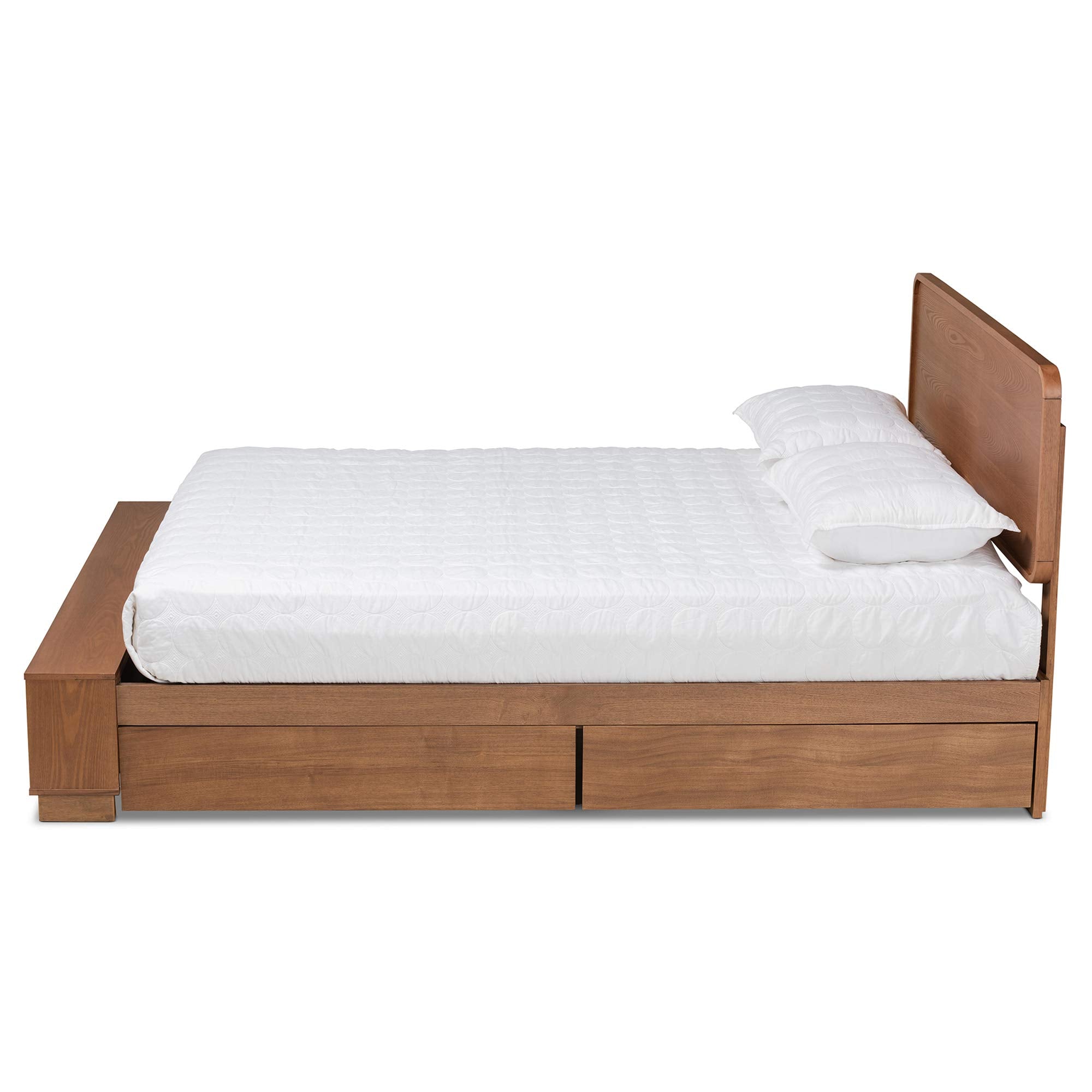 Baxton Studio Vita Modern Transitional Ash Walnut Brown Finished Wood 4-Drawer Full Size Platform Storage Bed