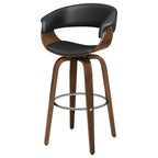 Zion Upholstered Swivel Bar Stool, Walnut and Black