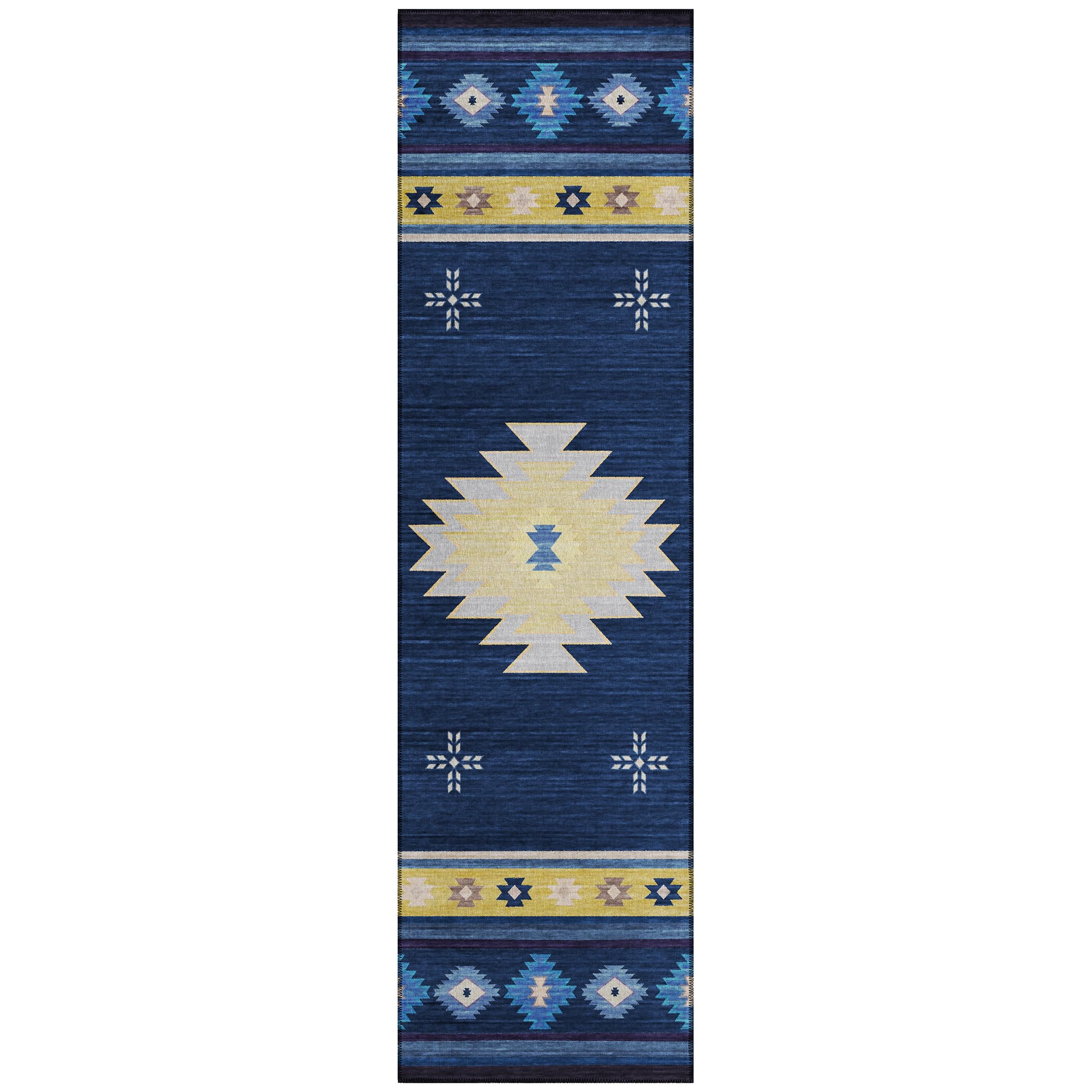 Addison Rugs Sonora Aso34 Blue 2'3" X 7'6" Indoor Outdoor Runner Rug, Easy Clean, Machine Washable, Non Shedding, Bedroom, Living Room, Dining Room, Kitchen, Patio Rug