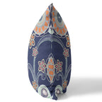 HomeRoots Orange, Light Green, Gray On Indigo 16â€ Indigo Orange Floral Suede Throw Pillow