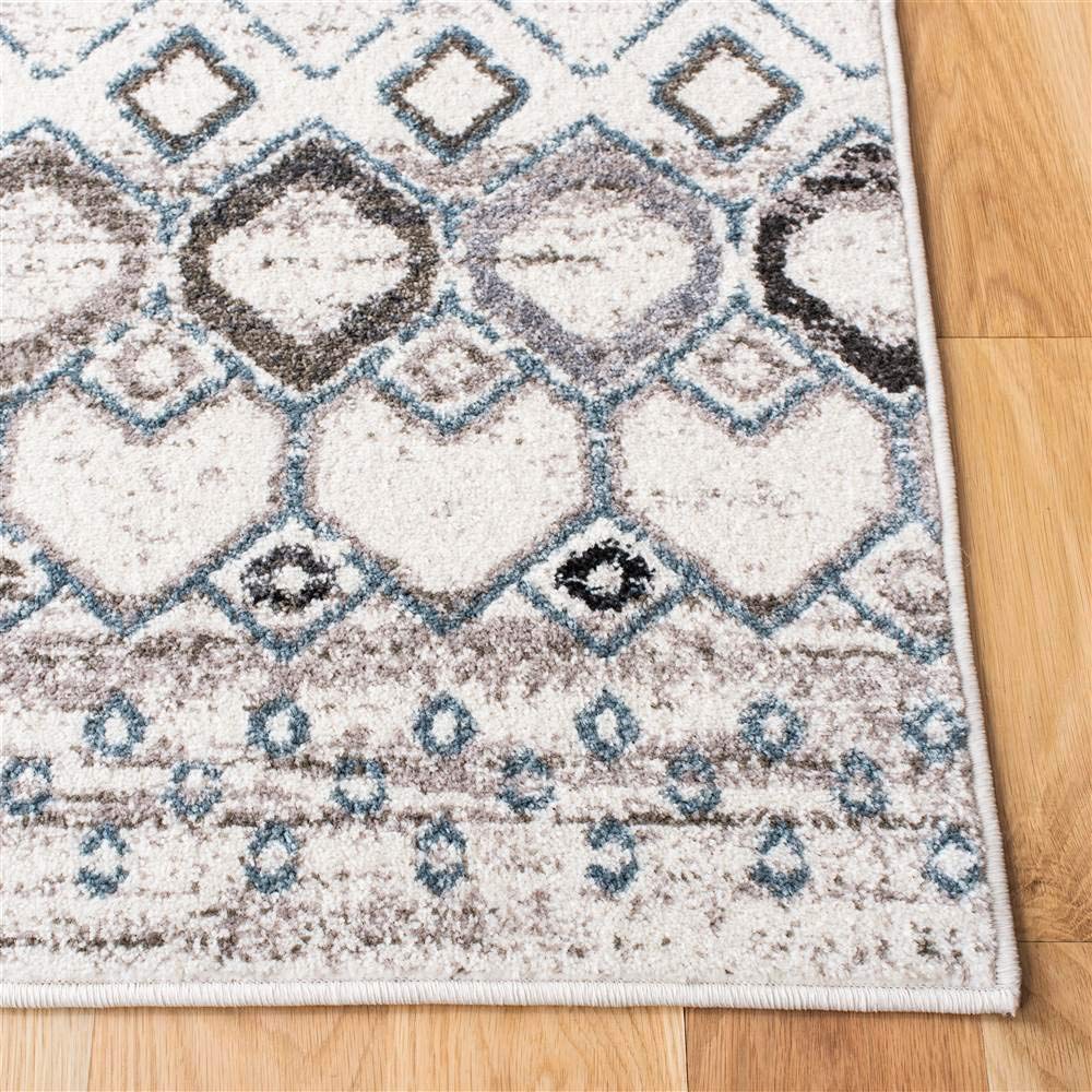 Safavieh Amsterdam Collection Area Rug - 6'7'' X 9'2'', Ivory & Grey, Moroccan Boho Design, Non-Shedding & Easy Care, Ideal For
