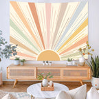 Kanuyee Boho Sun Tapestry Wall Hanging, Retro 70S Abstract Striped Aesthetic Sunrise Vintage Tapestries For Bedroom Living Room