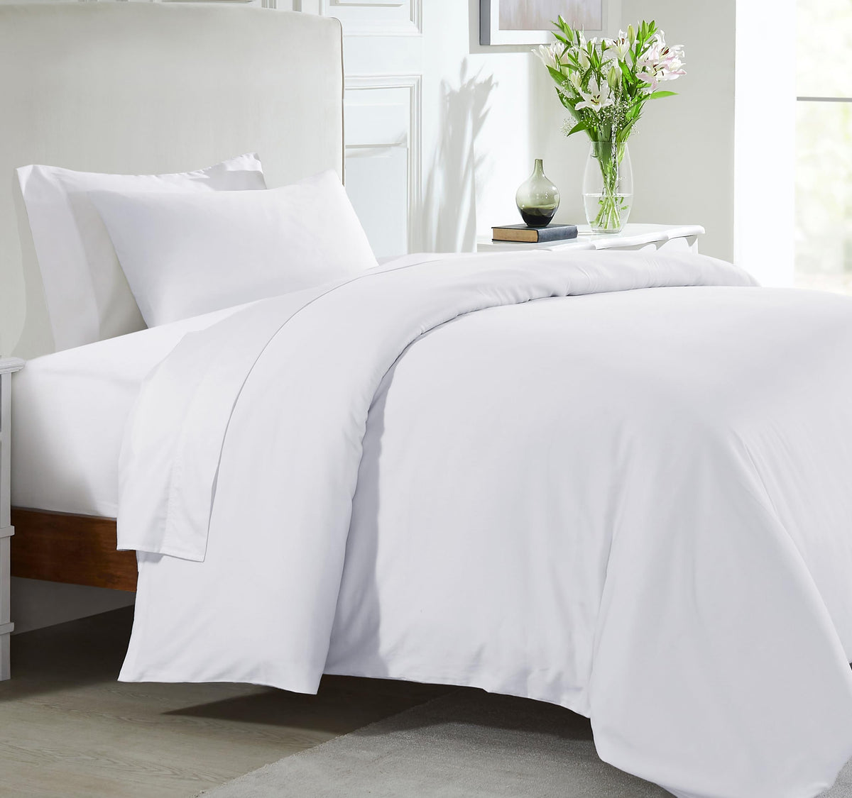 Twin Xl/Twin Size Duvet Cover Only, 400 Thread Count 100% Cotton Duvet Cover Twin Xl/Twin, Cooling Comforter Cover Cotton With Button Closure And Corner Ties (White)