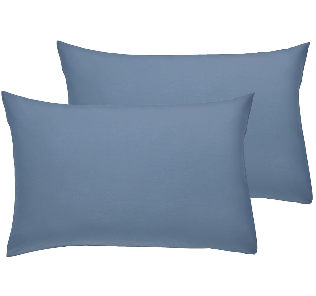 California Design Den 100% Cotton Pillowcases Standard Size Set Of 2, Soft & Cooling Sateen Weave Cotton Pillowcases (Standard/Queen, Blue)