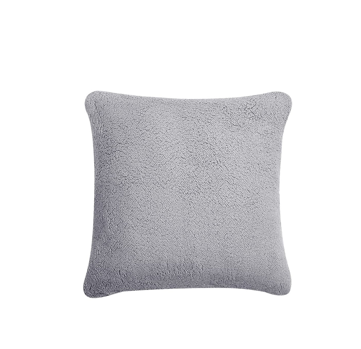 Reafort Ultra Soft Sherpa Euro Sham Pillow Case 26'X26' Replacement With Zipper Closure (Silver Grey, 26'X26' Euro Sham)