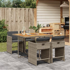vidaXL Patio Dining Set - 5 Piece Outdoor Furniture with Cushions, PE Rattan, Gray Poly Rattan, Garden/Backyard Patio Set