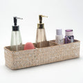 Seagrass Storage Basket 3 Sections Woven Shelf Baskets with Compartment (Whitewash, 14.6inch x 4.7inch x 3.1inch)