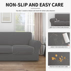 Easy-Going 100% Dual Waterproof 2 Pieces Chair Cover Stretch Soft Couch Cover For Dogs, Sofa Slipcover For 1 Separate Cushion Couch Leakproof Furniture Protector For Kids, Pets Gray