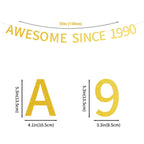 Awesome Since 1990 Pre-Strung Gold Glittery 34Th Birthday Banner 34 Thirty Four Old Birthday Party Decorations For Men Women