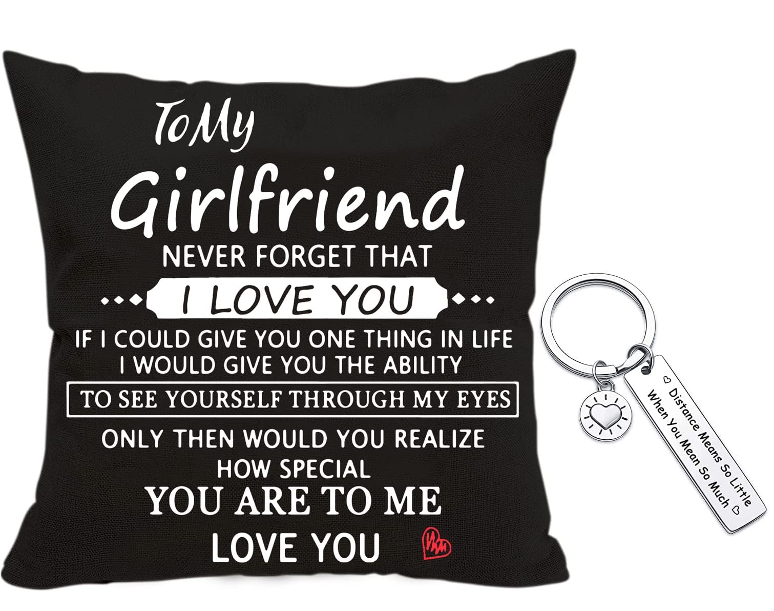 Gifts For Girlfriend, Two Sided Printing Lover Pillow Cover + Couple Keychain, Valentine 'S Day Birthday Gifts For Girlfriend, L