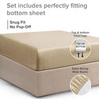 Full Size Fitted Bed Sheet - Hotel Luxury Single Fitted Sheet Only - Fits Mattress Up To 16 - Extra Soft, Wrinkle Free, Breathable Sheet - Bottom Fitted Sheet - Heathered Tan Single Fitted Sheet Only
