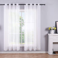 KOUFALL White Sheer Curtains 72 Inches Long for Bedroom Set of 2 Panels Grommet Faux Linen Window Voile Semi Baisc Decorative Sh