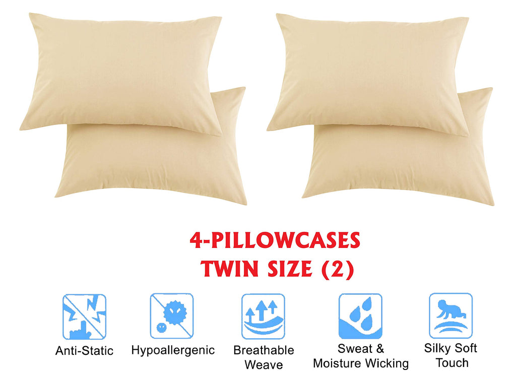 Elegant Comfort Luxury Soft Bed Sheets 1500 Thread Count Percale Egyptian Quality Softness Wrinkle And Fade Resistant (4-Piece) Bedding Set, Twin/Twin Xl, Linen Cream