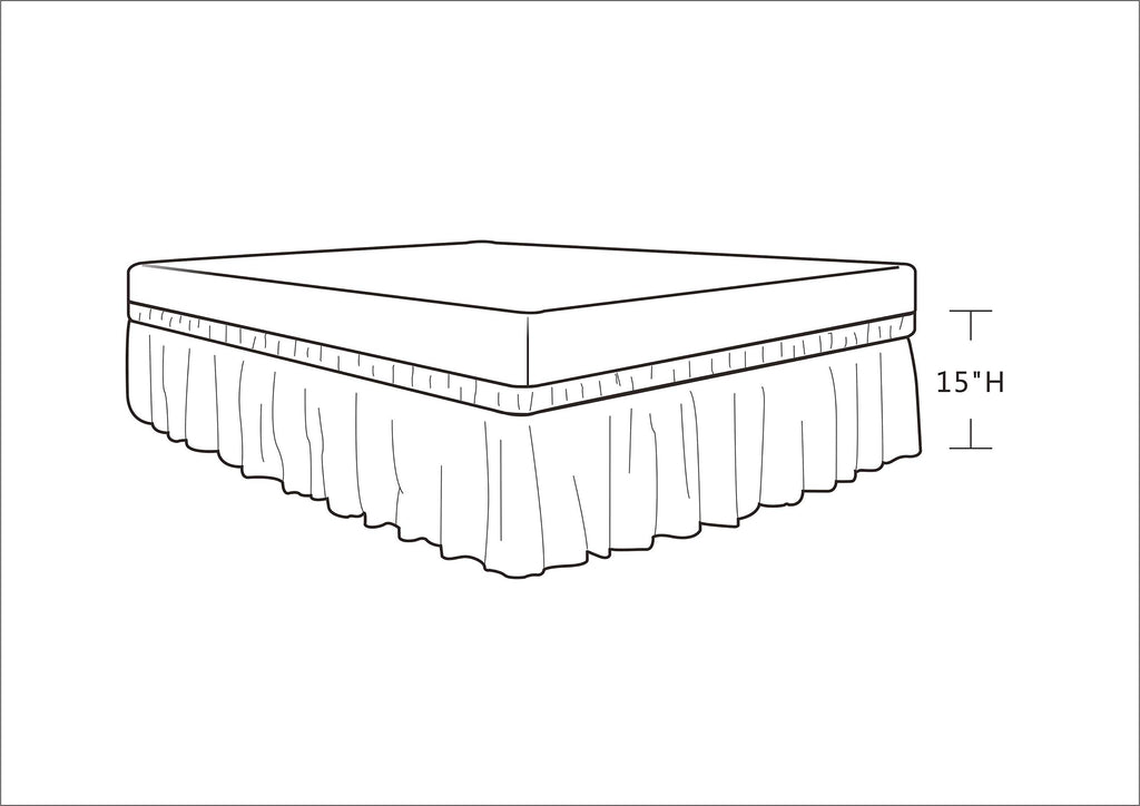 Biscaynebay Wrap Around Bed Skirts For Full & Full Xl Beds 15' Drop, Ivory Adjustable Elastic Dust Ruffles Easy Fit Wrinkle & F