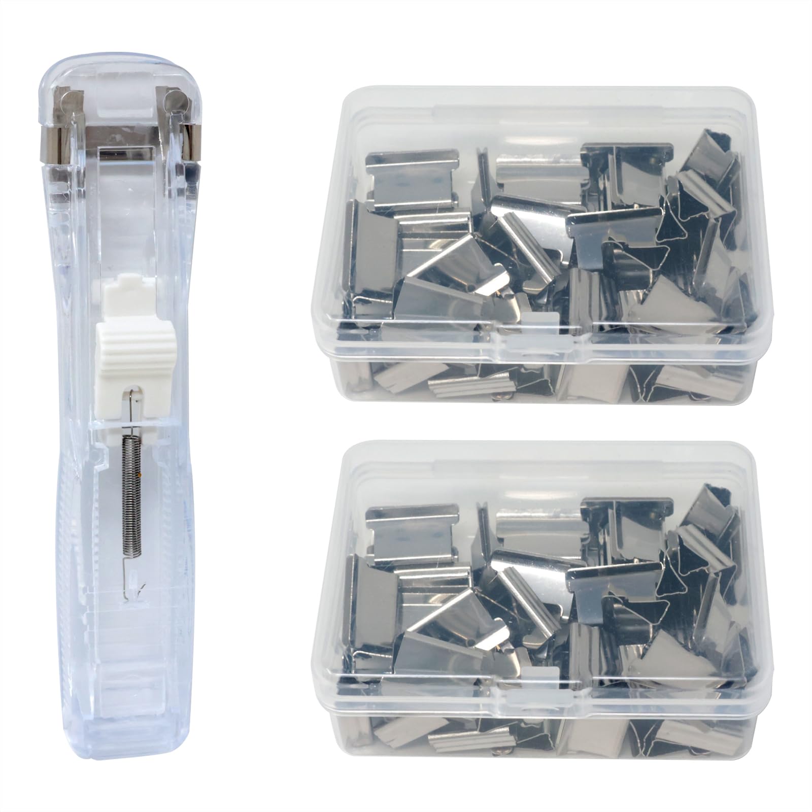 Yueton 1 Clear Push Clip With 100 Metal Clips Punchless Push Clip Refill Clip Binder Reusable Paper Push Clip Spare Clip Dispens