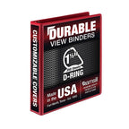 Samsill Durable 1.5 Inch Binder, Made In The Usa, D Ring Binder, Customizable Clear View Cover, Red, Holds 350 Pages