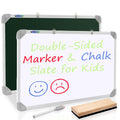 Eduway 2 In 1 Learn N Write 1X1.5 Feet Slate For Kids | With Wooden Duster & Marker | Double Sided Front For Chalk & Reverse Dry