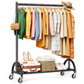 KEETDY Heavy Duty Clothing Racks for Hanging Clothes Heavy Duty Clothes Rack Rolling Garment Rack with Wheels Freestanding Close