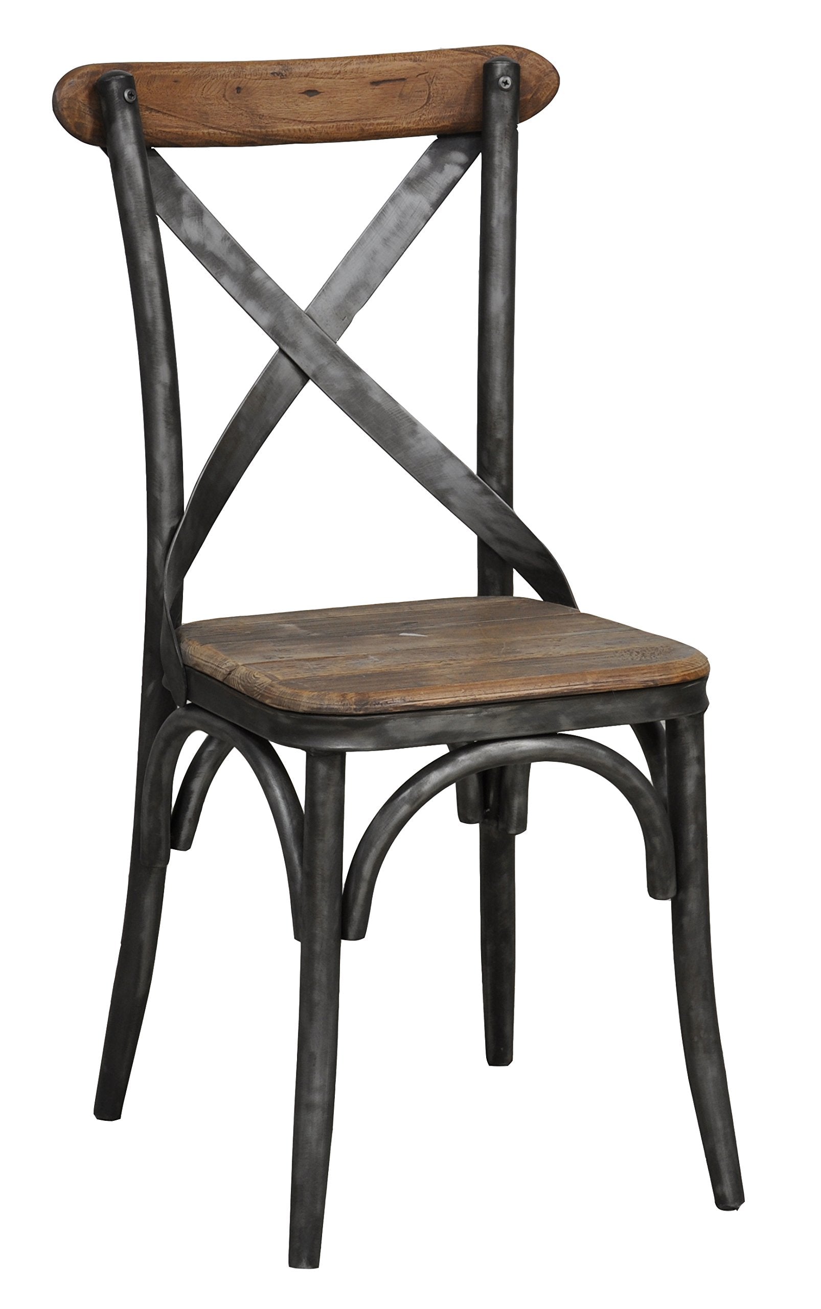 Kosas Home 53003560 Bentley Side Chair, Hand-Distressed Natural Finish With Black Base
