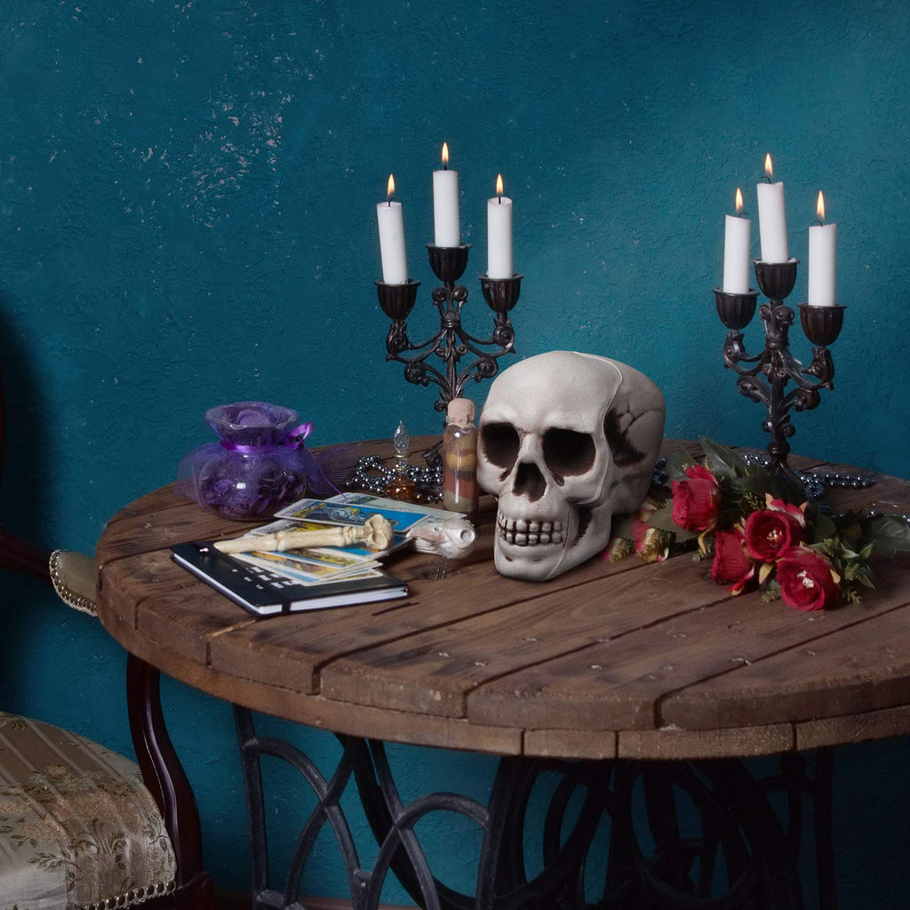 8 Pieces Halloween Skulls Realistic Looking Skulls Human Skeleton Head Skull For Halloween Bar Home Table Decoration (3.1 X 3.5
