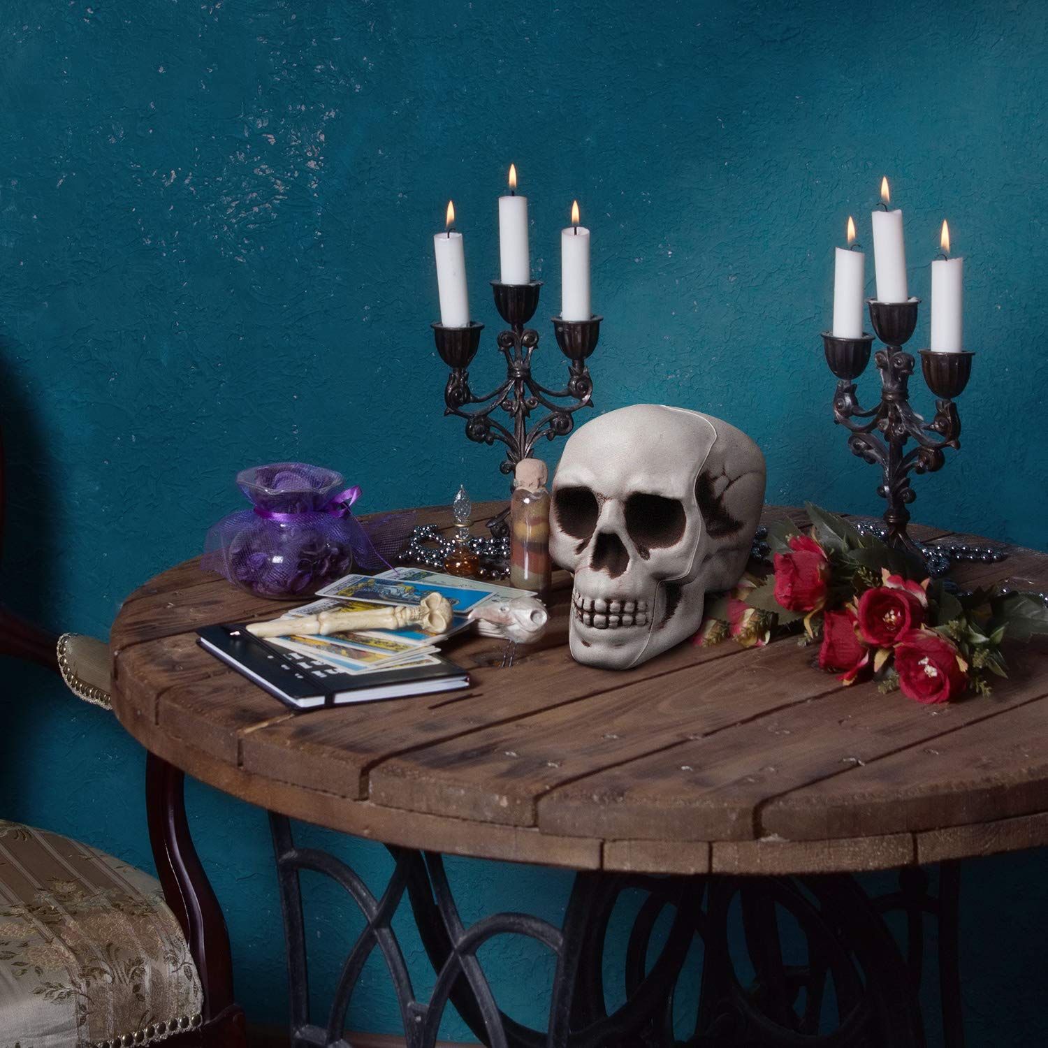 8 Pieces Halloween Skulls Realistic Looking Skulls Human Skeleton Head Skull For Halloween Bar Home Table Decoration (3.1 X 3.5