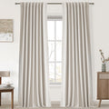 Uhitech Cream Curtains 120 Inches Long For Bedroom Curtains Window Linen 100% Blackout Curtains Thermal Curtains Black Out Curta