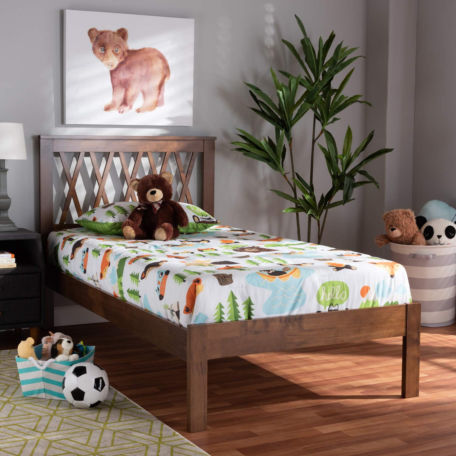 Baxton Studio Malene Twin Size Brown Finished Wood Platform Bed